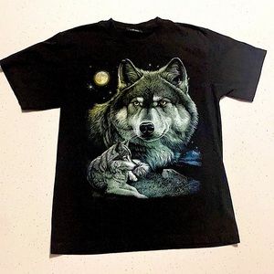 Comfortable Wolf Graphic T-Shirt 100% Cotton